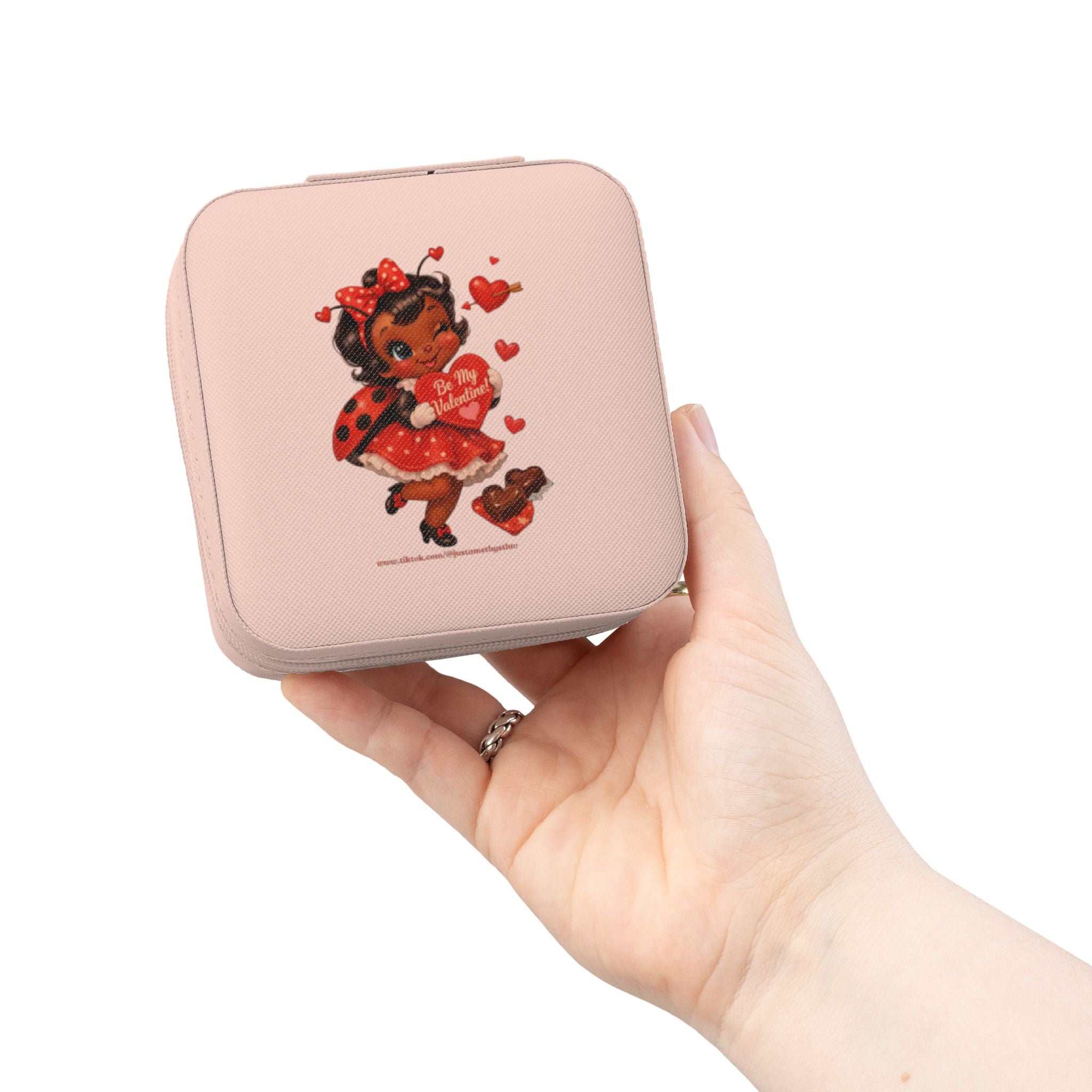 "Luv", The Ladybug with Hearts Jewelry Travel Case | Compact Portable Box