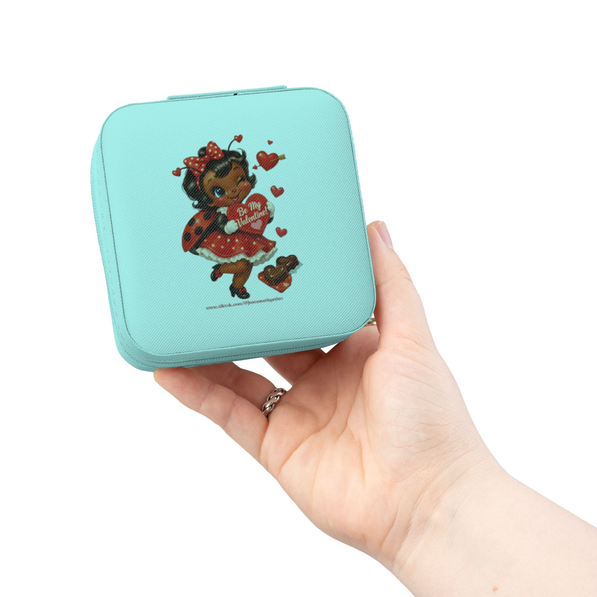 "Luv", The Ladybug with Hearts Jewelry Travel Case | Compact Portable Box