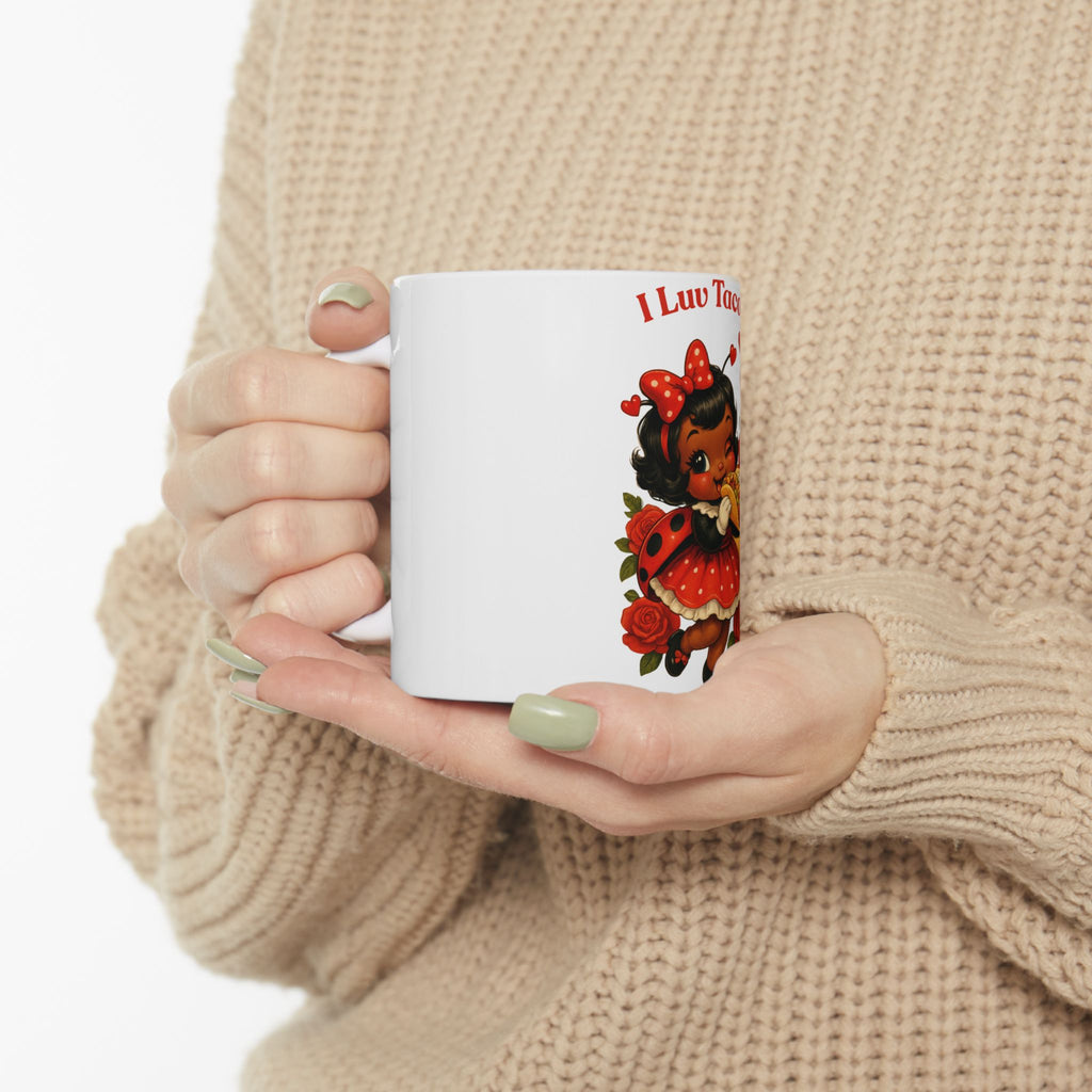 "I Luv Tacos!" "Luv, the Ladybug Ceramic Mug — Cute Funny Taco Lover Cup (11oz & 15oz)