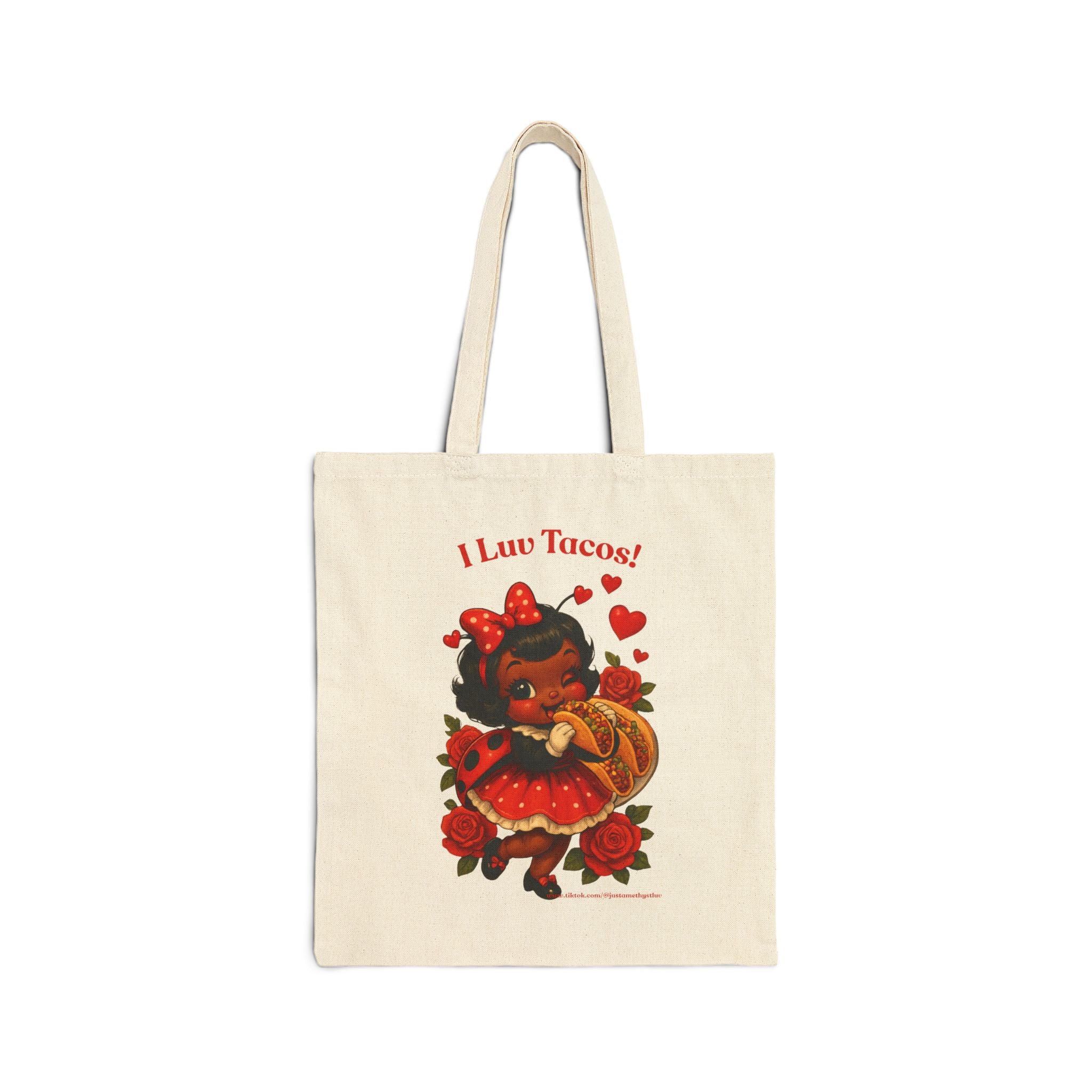 Cute Retro "I Love Tacos" Cotton Canvas Tote Bag