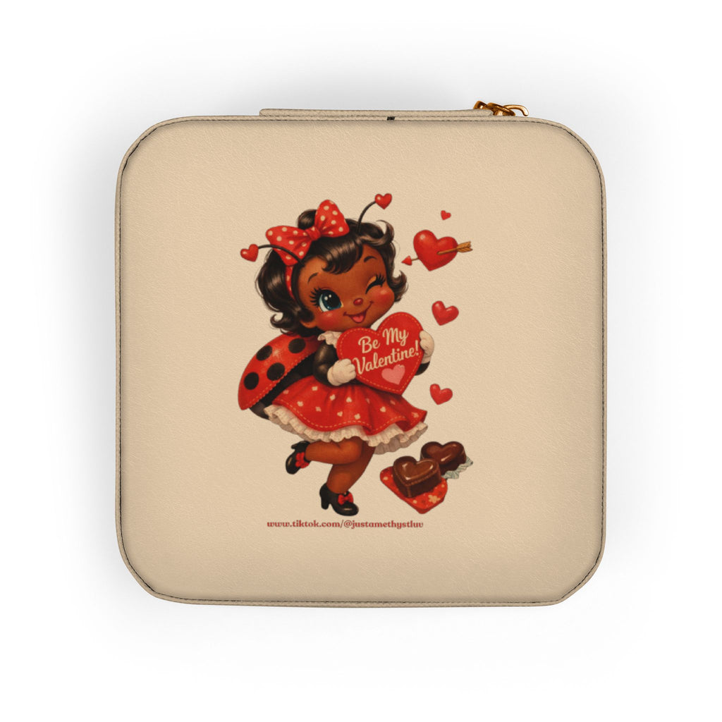 "Luv", The Ladybug with Hearts Jewelry Travel Case | Compact Portable Box