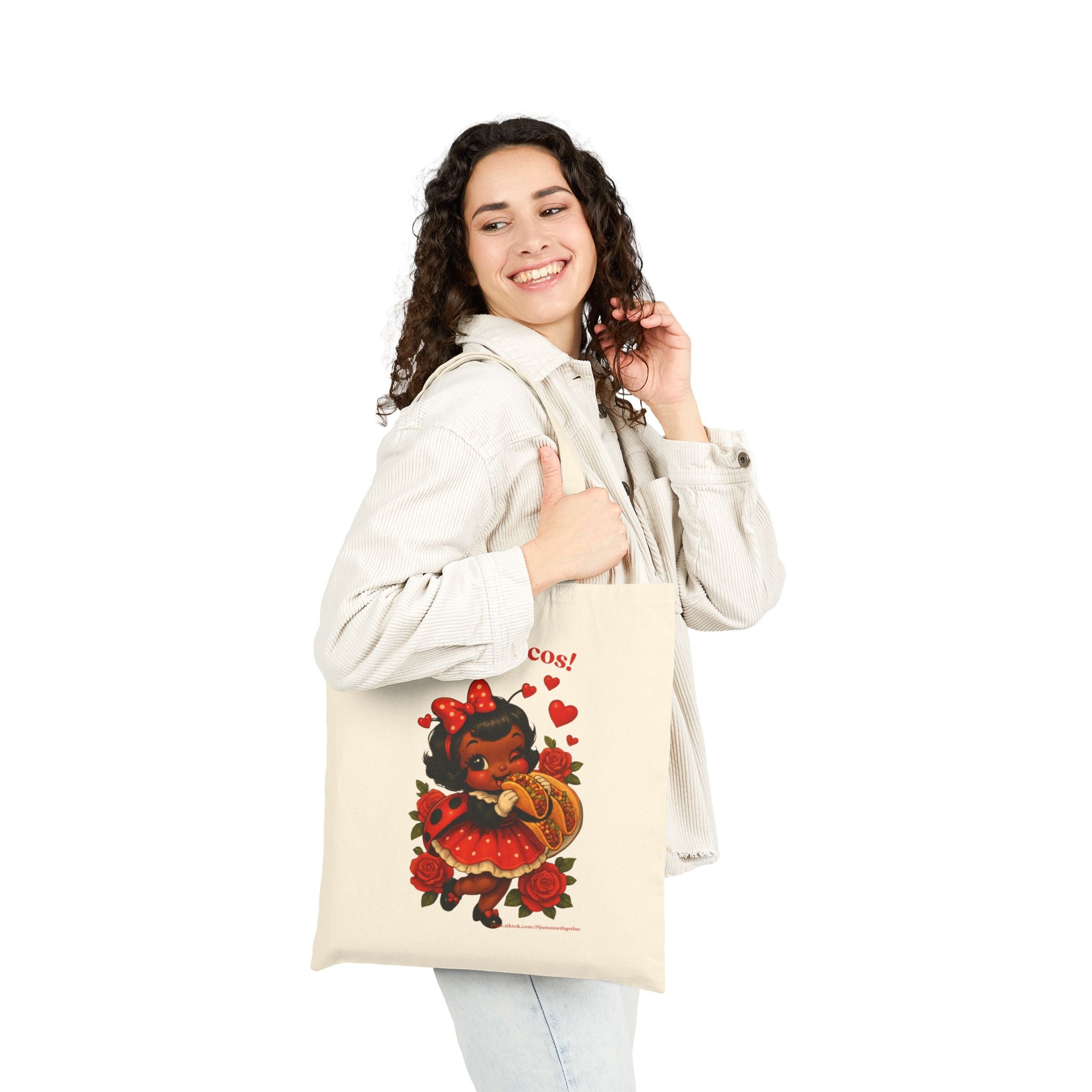 Cute Retro "I Love Tacos" Cotton Canvas Tote Bag