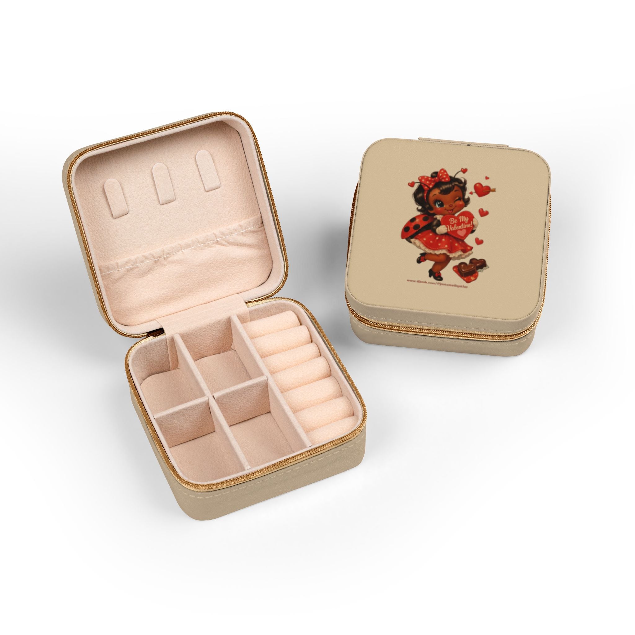 "Luv", The Ladybug with Hearts Jewelry Travel Case | Compact Portable Box