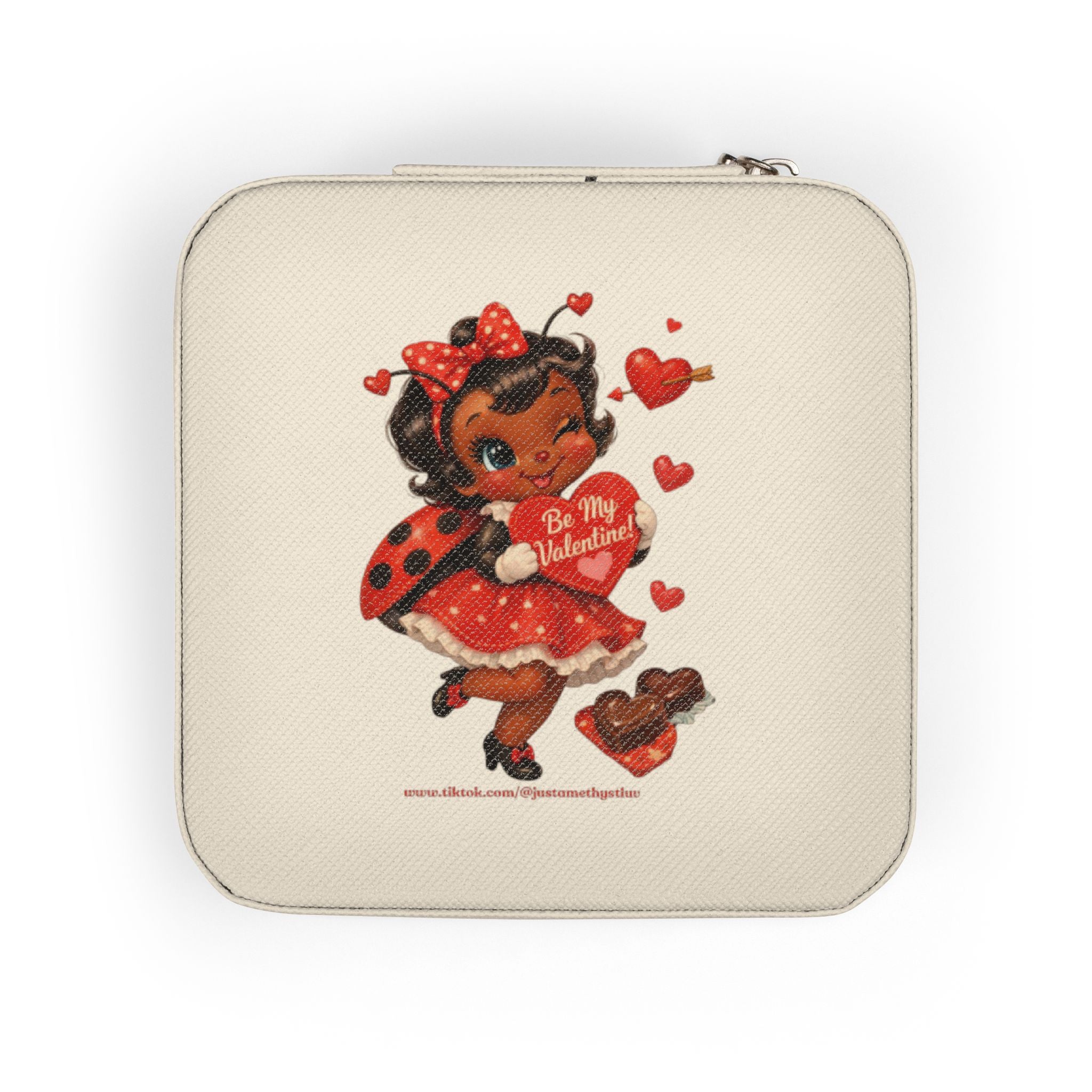 "Luv", The Ladybug with Hearts Jewelry Travel Case | Compact Portable Box